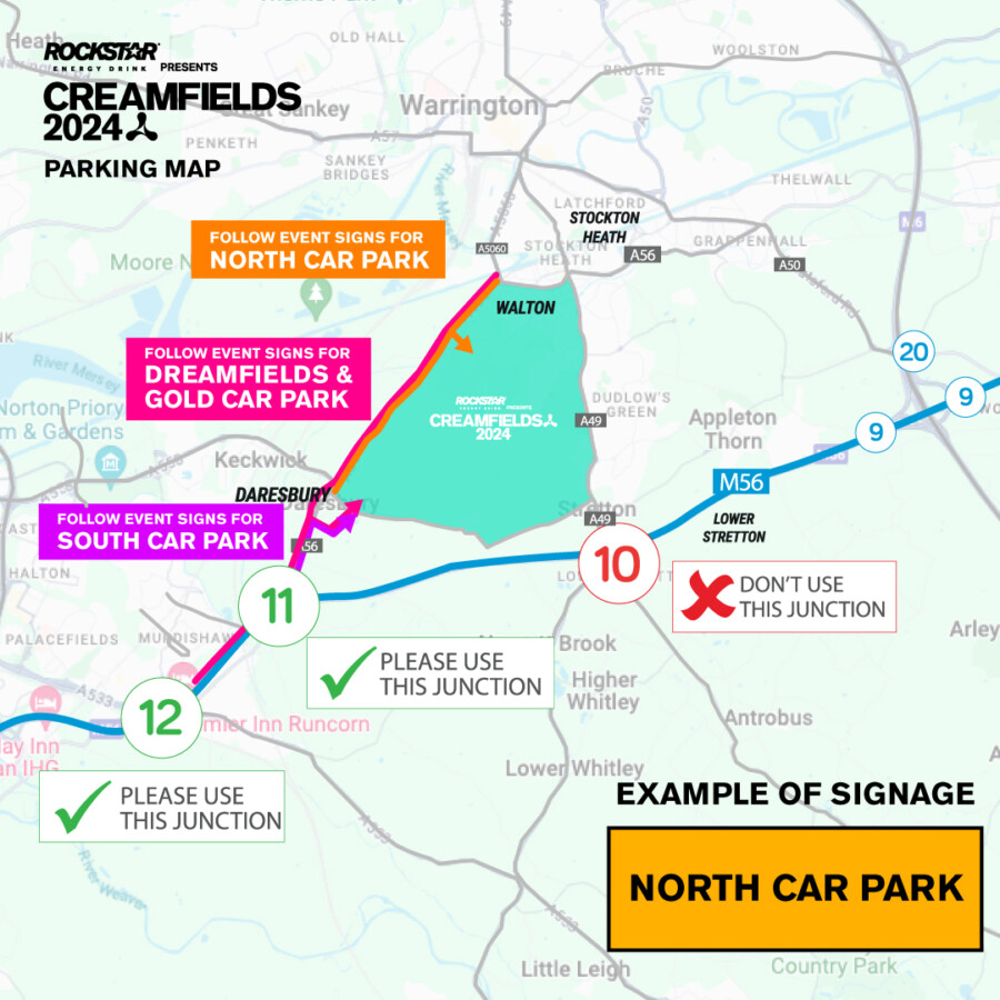 map of daresbury camping parking locations